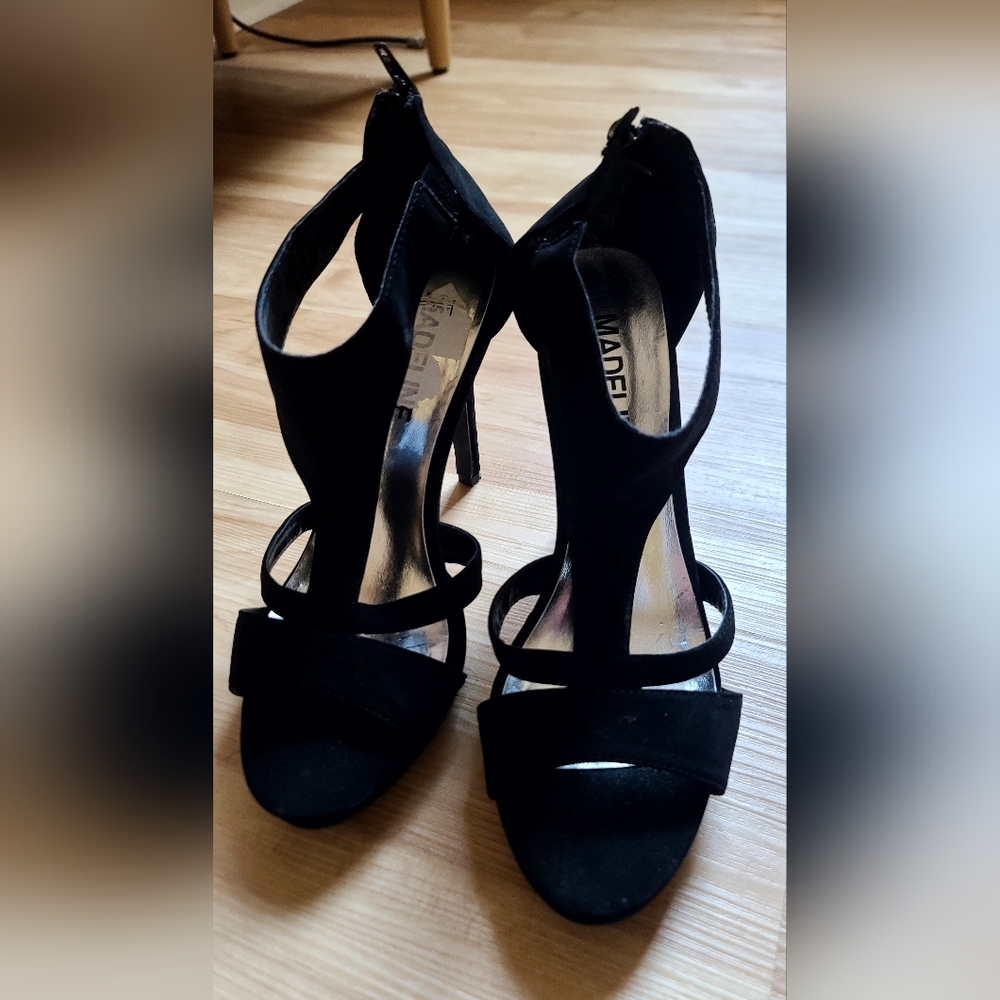 Madeline girl black velvet suede heels